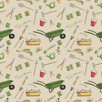 Garden tools seamless pattern vector