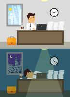 Office worker day and night vector