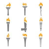 Iconos de la antorcha de fuego vector