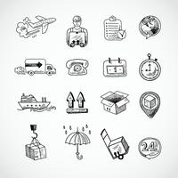 Conjunto de iconos dibujados a mano logística
