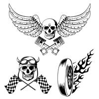 Conjunto de etiquetas de moto moto. vector