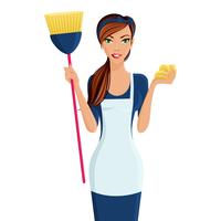Young woman cleaner vector