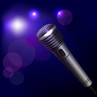 Microphone emblem on dark background vector