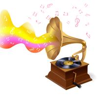 Music background with gramophone vector