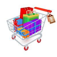 Shopping cart full emblem vector