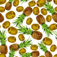 Pineapple kiwi seamless pattern vector