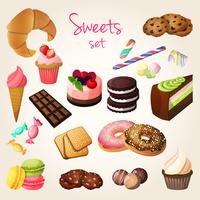Set de dulces y pastelería. vector