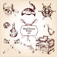 Pirates decorative icons set vector