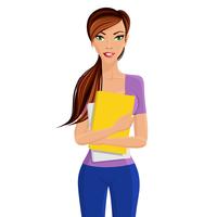 Student girl holding folder vector
