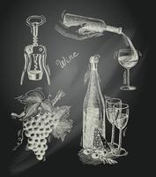 Wine chalkboard decorative set vector