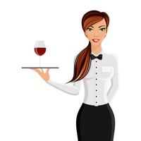 Woman waiter portrait vector
