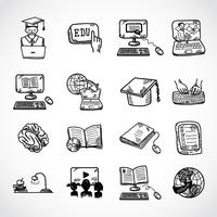 Online education icon sketch vector