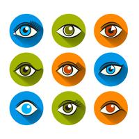 Eyes Icons Flat Set vector