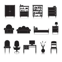 Furniture Icons Black vector