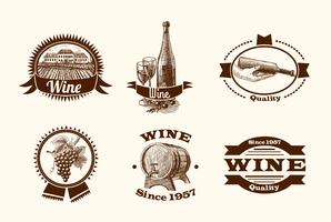 Etiquetas de boceto de vino vector