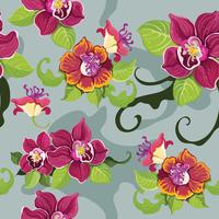 Seamless tropical flower pattern vector