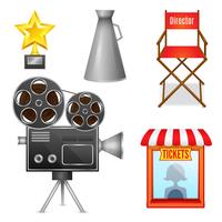 Iconos decorativos de entretenimiento de cine vector