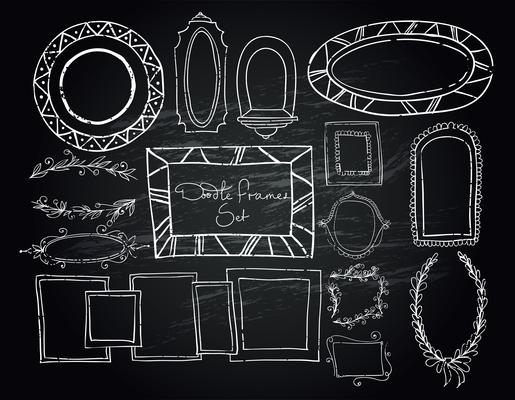 Chalkboard doodle frames set