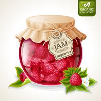 Raspberry jam jar vector