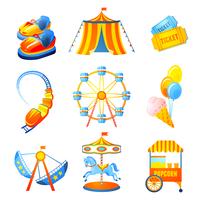 Conjunto de iconos de parque de atracciones vector