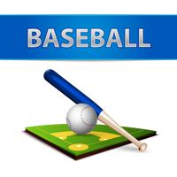 Baseball Ball Bat and Green Field Emblem vector