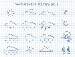 Conjunto de pictogramas de previsión meteorológica vector