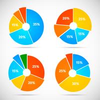 Iconos de gráfico circular plana vector