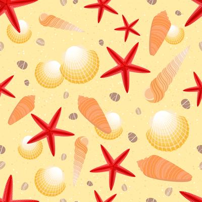 Seashell sand seamless pattern