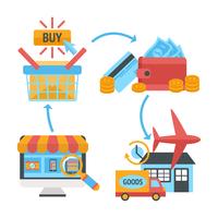 Online internet website shopping icons set vector