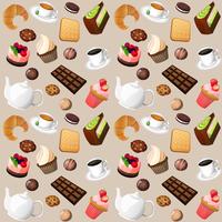 Coffee and sweets seamless background
