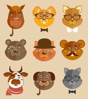 Animal hipsters icons vector