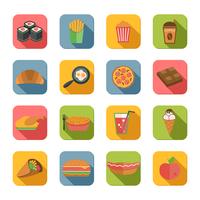 Iconos de comida rápida plana