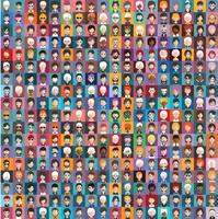 People avatars with colorful backgrounds vector