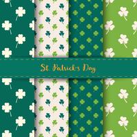 Set of St. Patrick's Day Seamless Patterns with Clover and shamrock in Green and White color. vector