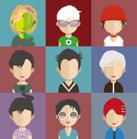 Avatares de personas con fondos coloridos. vector