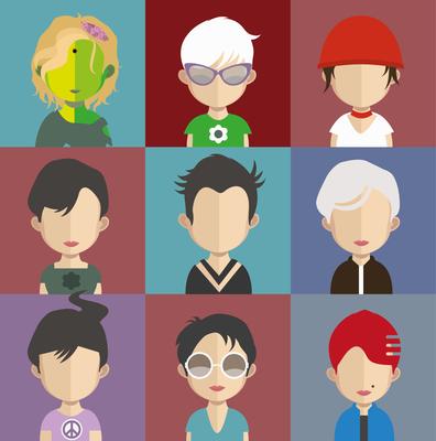 People avatars with colorful backgrounds