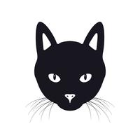 The black cat face vector illustration, isolated on a white background.