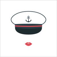 Portrait of a captain's girl in a cap.  vector