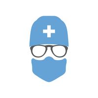 Avatar médico cirujano en sombrero y máscara. vector