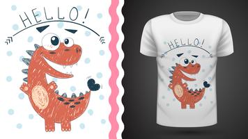 Cute princess dinosaur - idea for print t-shirt. vector