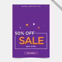 Flyer design for Sale , concept sale flyer bunting orange purple color vector illustration