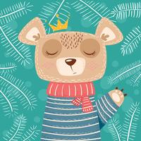 Cute winter illustration. Bear characters. vector