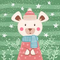 Cute winter illustration. Bear characters. vector