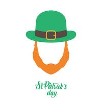 Elfo irlandés con barba roja y sombrero verde. Día de San Patricio. vector