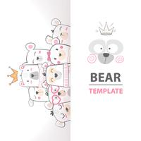 Cute winter illustration. Bear characters. vector