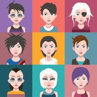 People avatars with colorful backgrounds vector