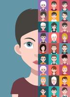 People avatars with colorful backgrounds vector