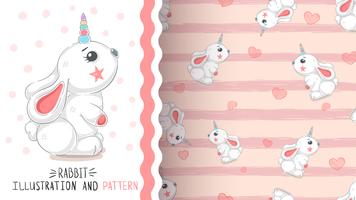 Rabbit with heart - seamless pattern
