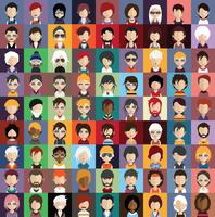 Avatares de personas con fondos coloridos. vector