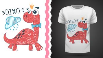 Cute princess dinosaur - idea for print t-shirt. vector